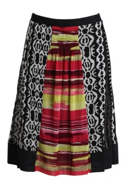 Knee Length Print Mesh Skirt