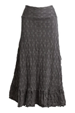 Grey Patterned Skirt With Ruffle Hem