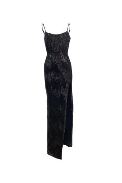 Cascade Sequin Black Gown