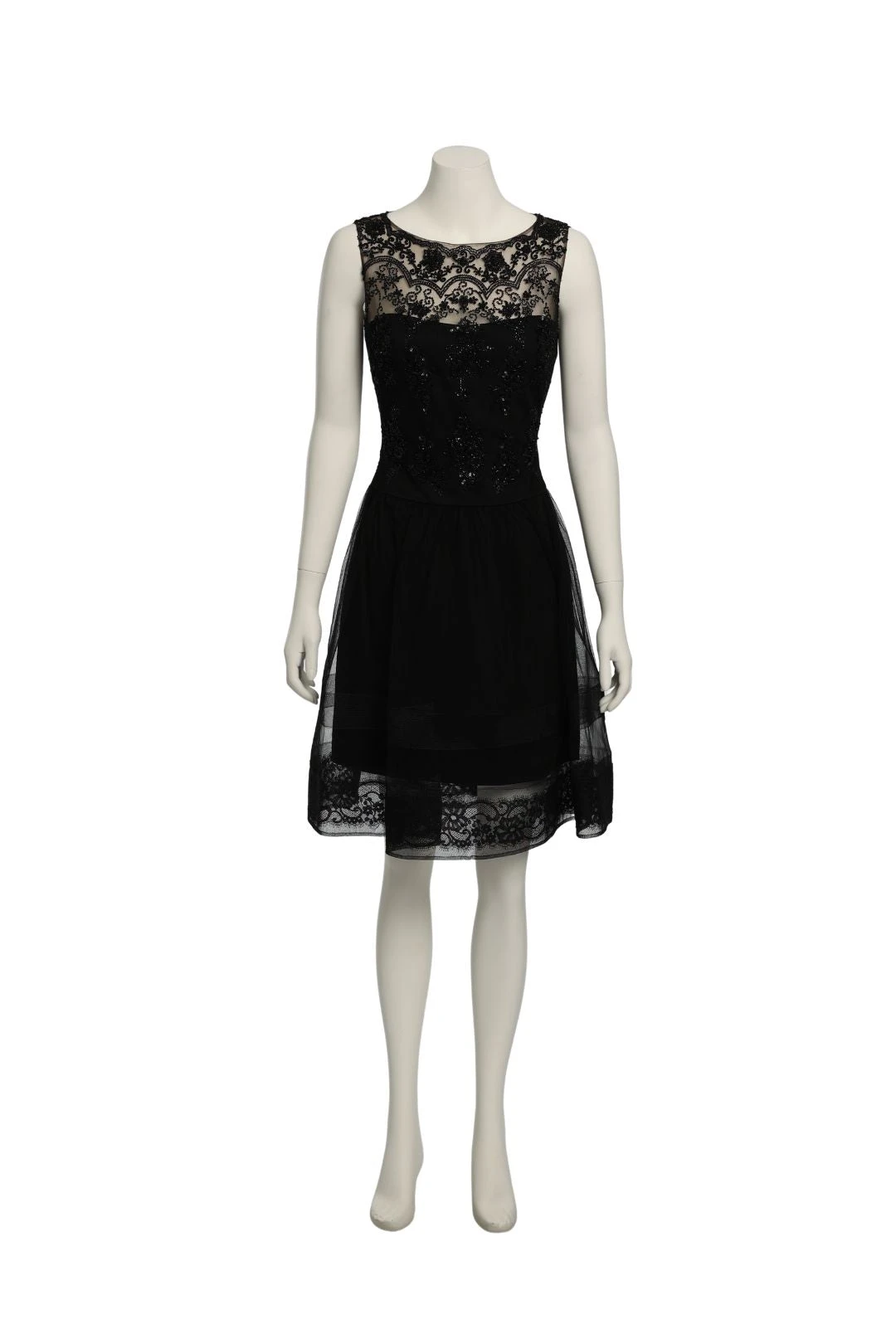 Black Lace Fit And Flare Mini Dress 2 Black Lace Fit And Flare Mini Dress - Image 2