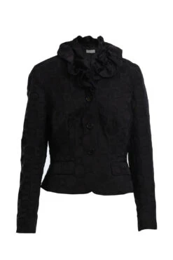 Black Textured Cropped Jacket