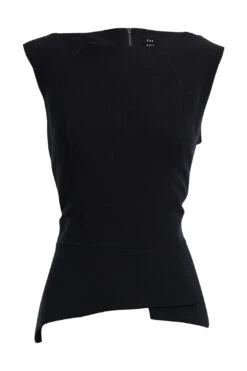 Navy Peplum Sleeveless Top