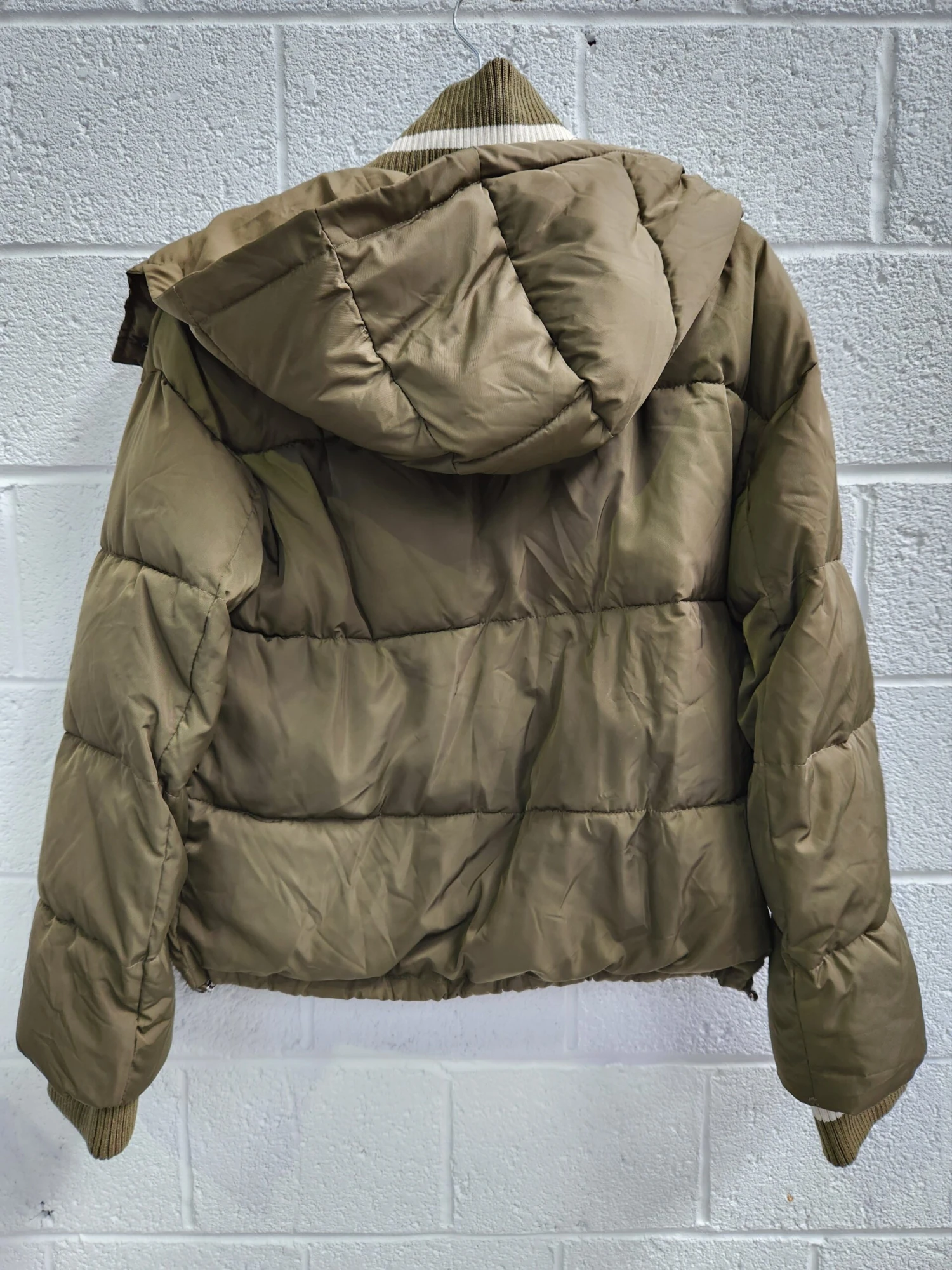 Cropped Khaki Puffer 2 Cropped Khaki Puffer - Image 2