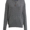 Men's Grey Cable-Knit Sweater