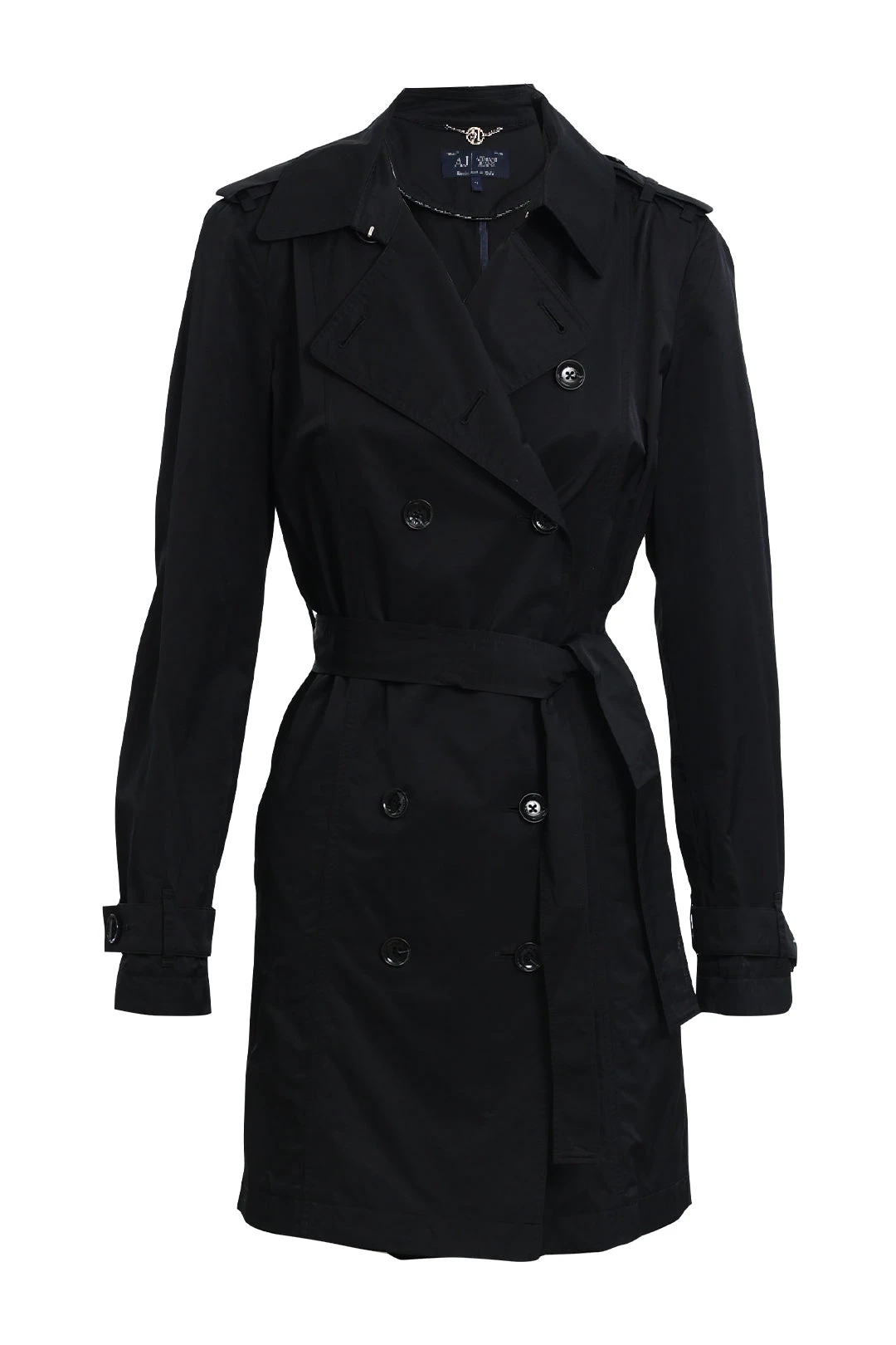 Double Breasted Tie Waist Trench Coat Black 1 Double Breasted Tie Waist Trench Coat Black