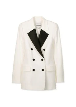Contrast Tux Blazer - White
