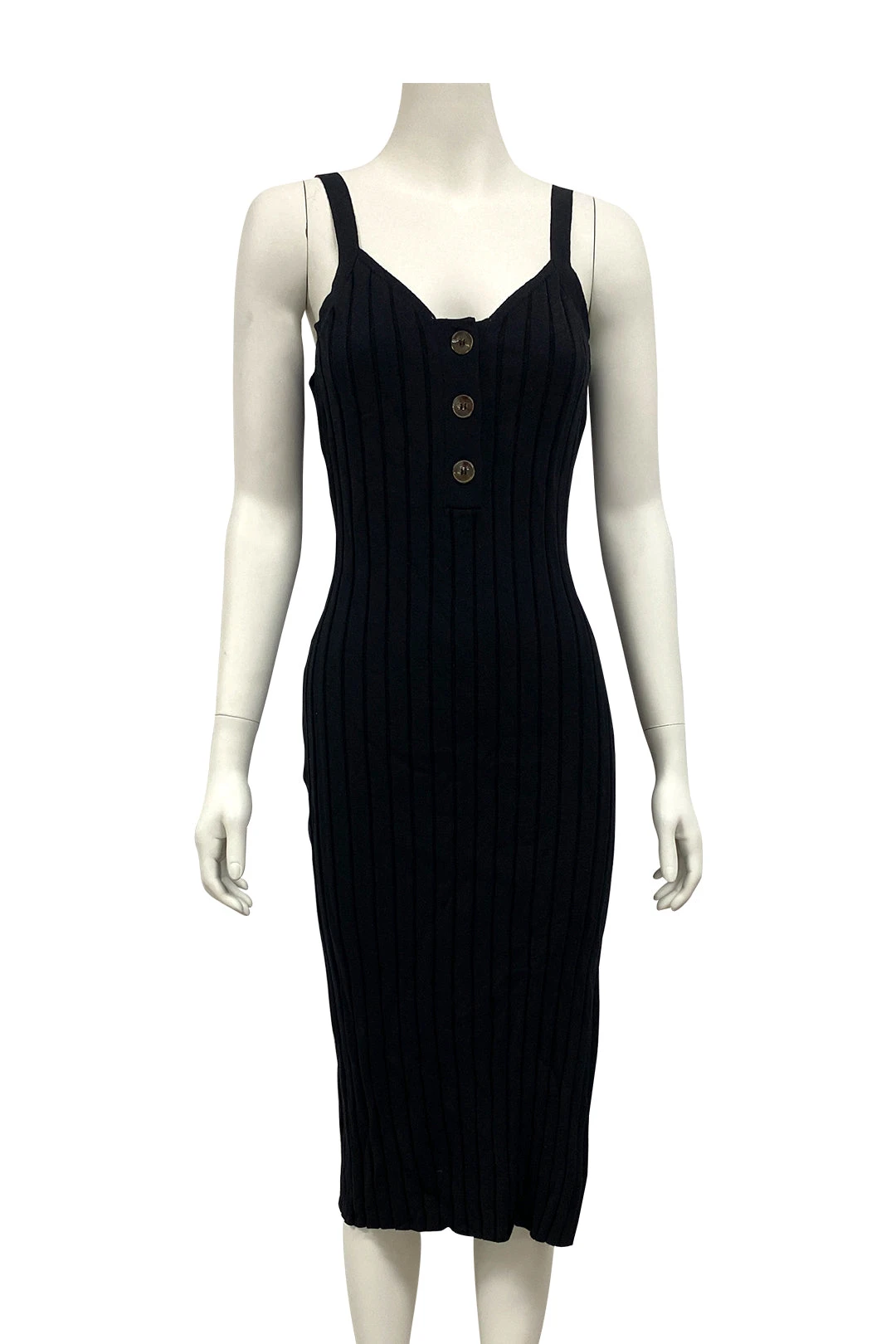 Button Front Black Midi Dress 2 Button Front Black Midi Dress - Image 2