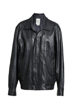 Oversized Black Leather Jacket