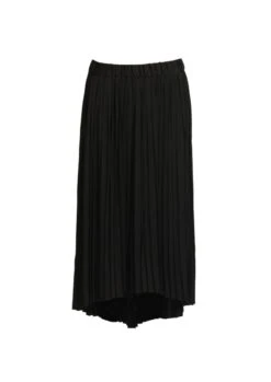 Black Pleat Midi Skirt