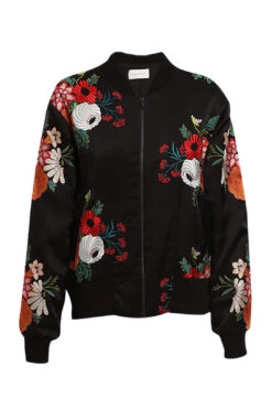 Embroidery Silk Bomber Jacket