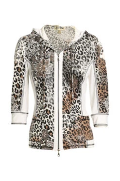 Animal Print Hooded Zip Jacket