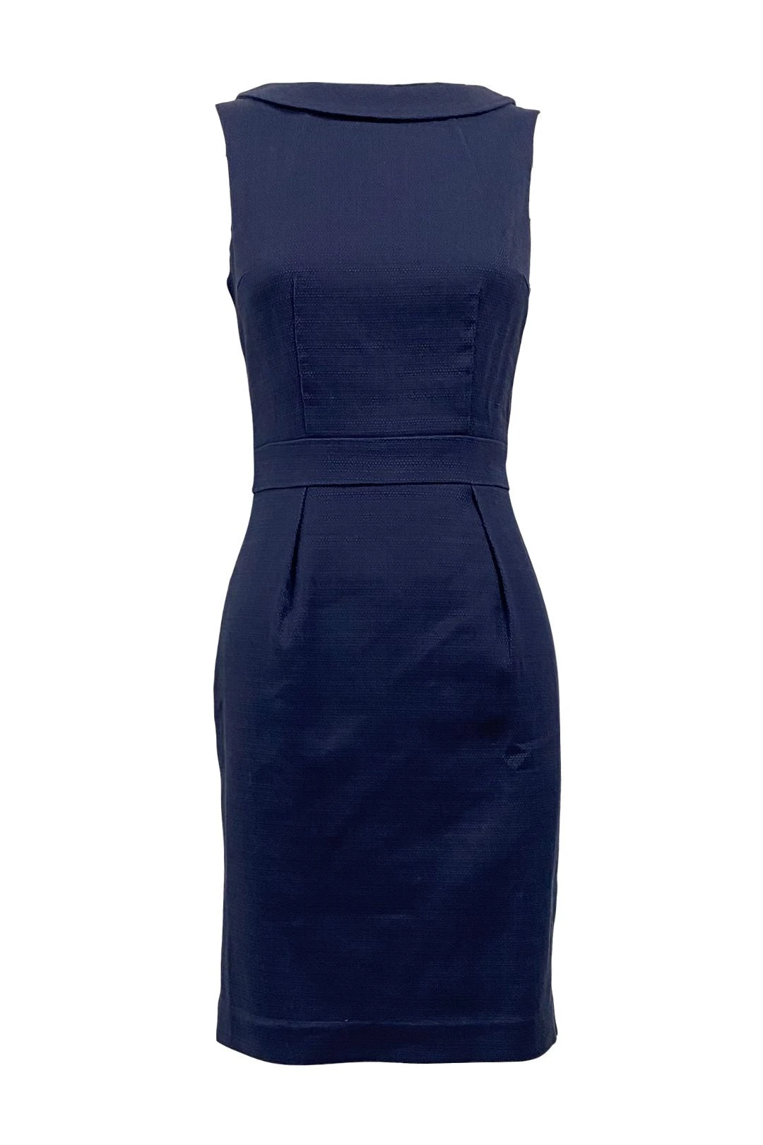 Flap Neckline Navy Pencil Dress 1 Flap Neckline Navy Pencil Dress