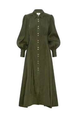 Oxidised Khaki Shirt Dress
