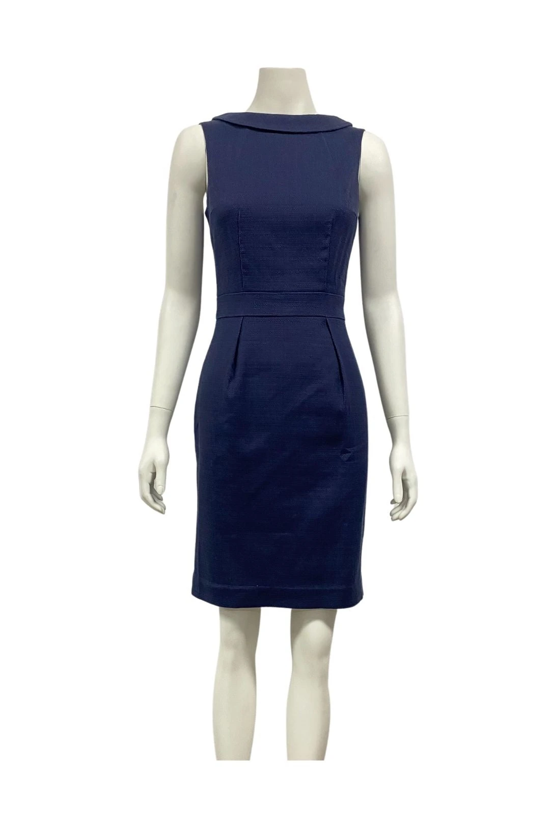 Flap Neckline Navy Pencil Dress 2 Flap Neckline Navy Pencil Dress - Image 2