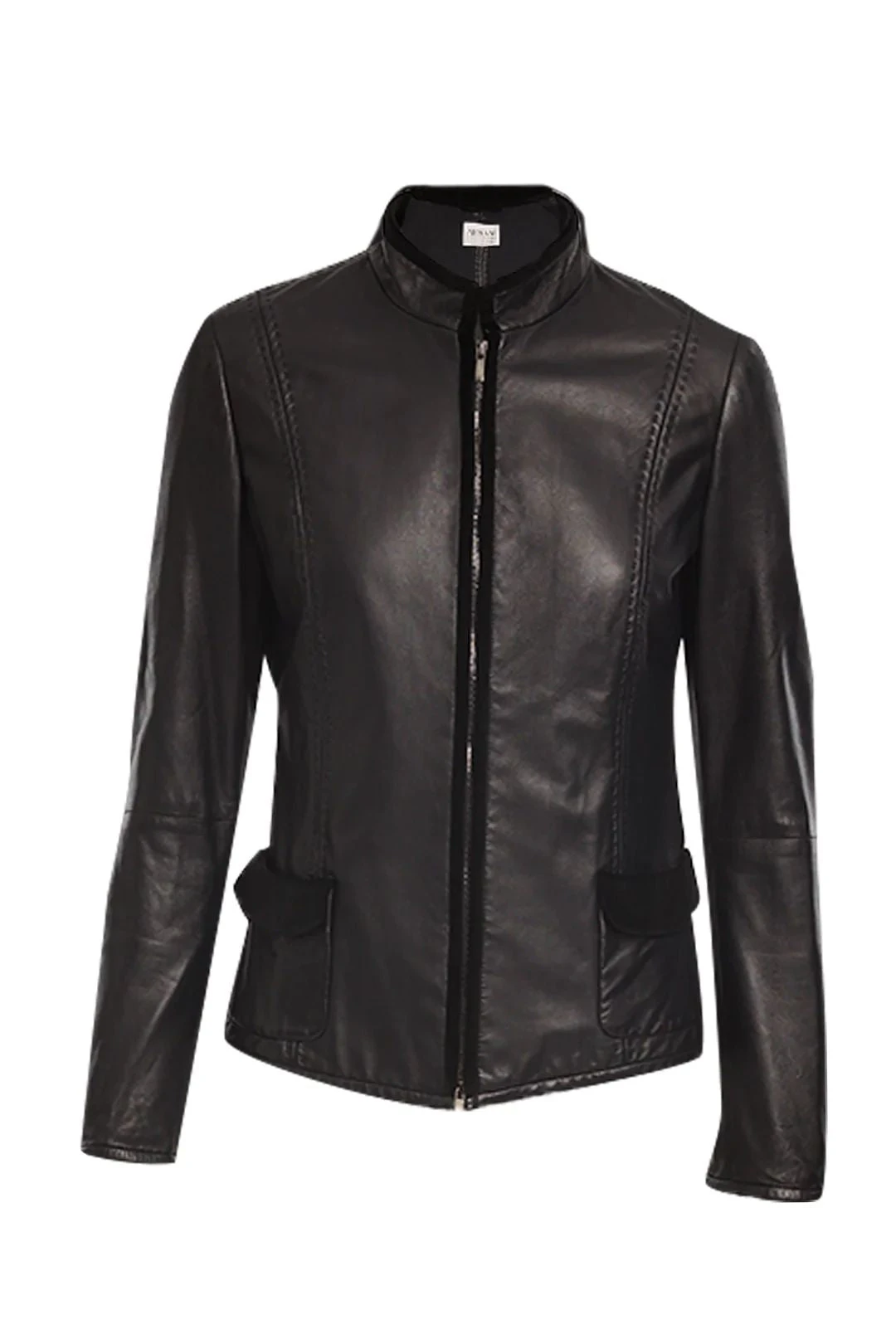 Tailored Leather Jacket With Velvet Trim 1 Tailored Leather Jacket With Velvet Trim