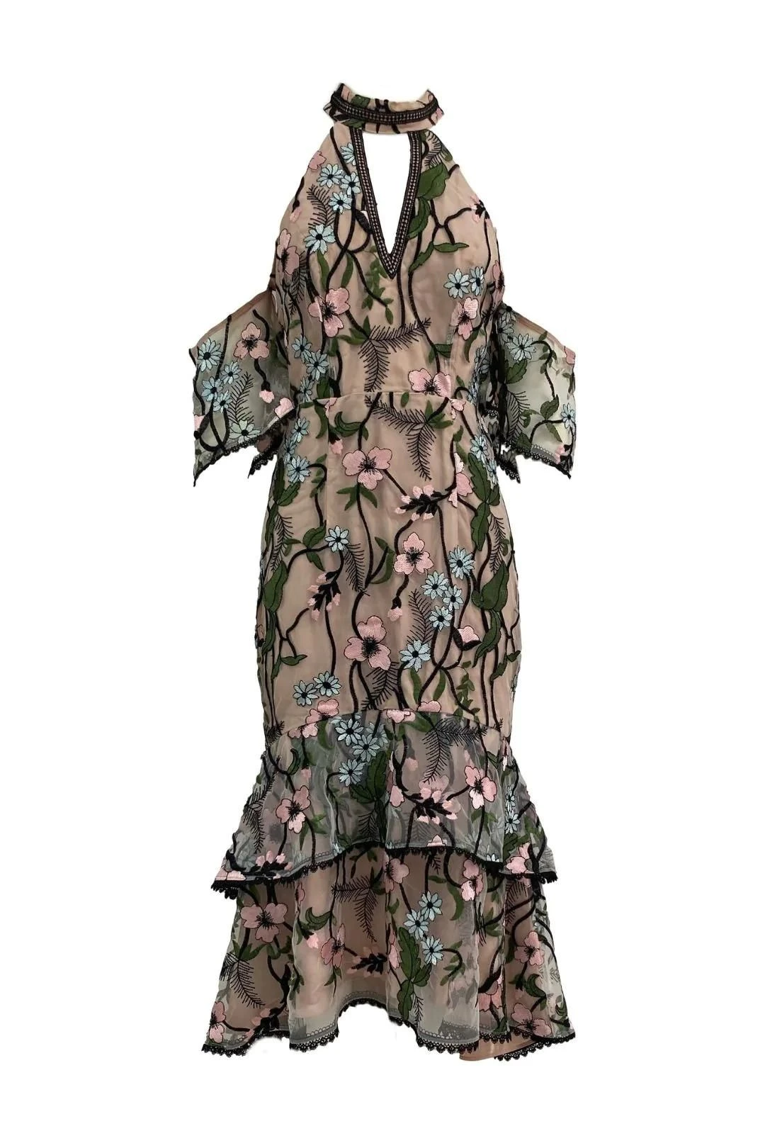 Floral Embroidered Cold Shoulder Dress 1 Floral Embroidered Cold Shoulder Dress