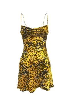 Cowl Neck Mini Dress - Tortoise