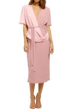 Reversible Splice Drape Midi Dress - Blush Pink