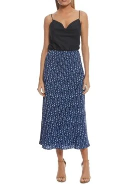 Sanguine Skirt - Dark Blue Floral