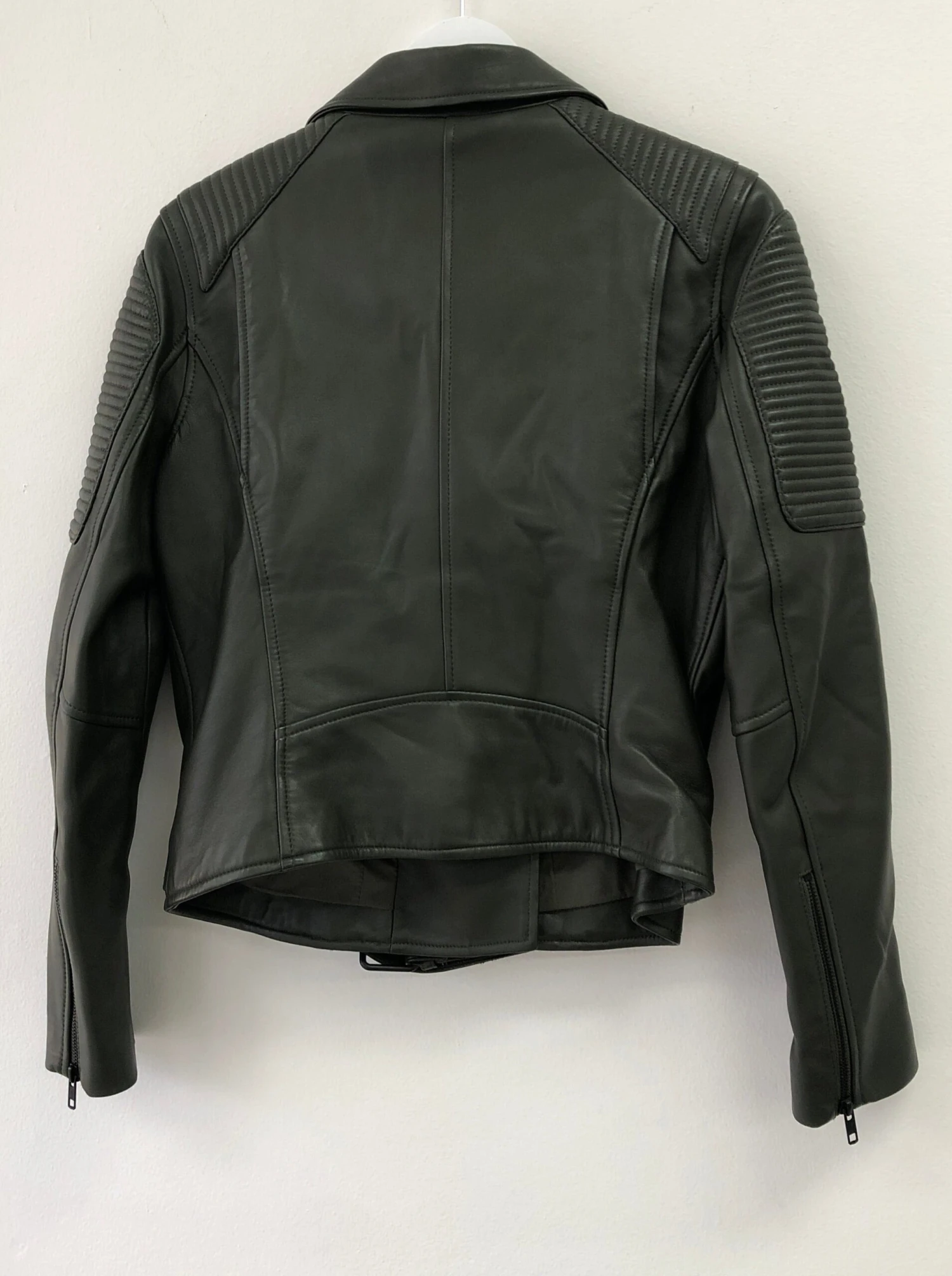 Classic Khaki Green Biker Jacket 3 Classic Khaki Green Biker Jacket - Image 3