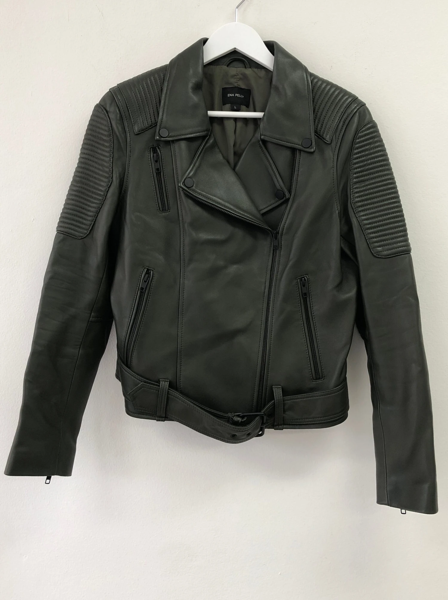 Classic Khaki Green Biker Jacket 2 Classic Khaki Green Biker Jacket - Image 2
