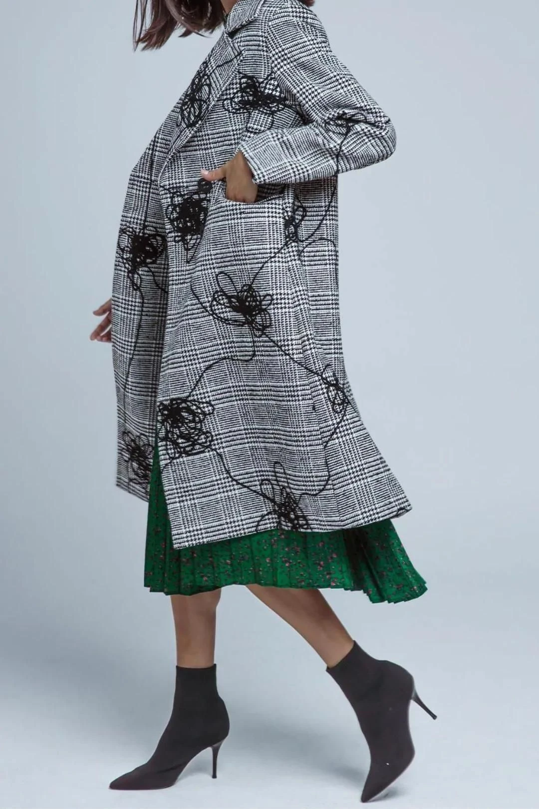 Button Up Coat - Check 2 Button Up Coat - Check - Image 2