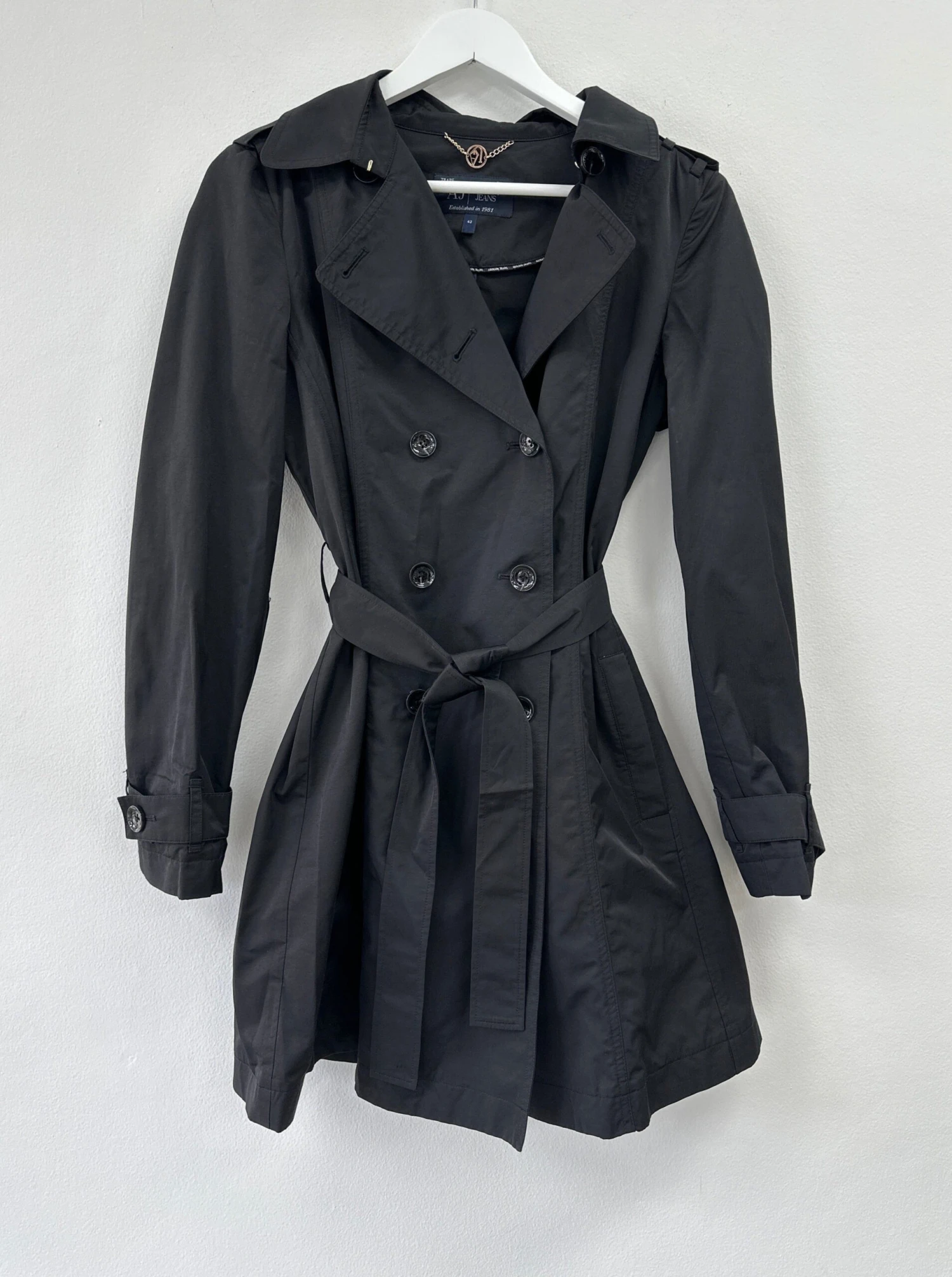 Double Breasted Tie Waist Trench Coat Black 2 Double Breasted Tie Waist Trench Coat Black - Image 2