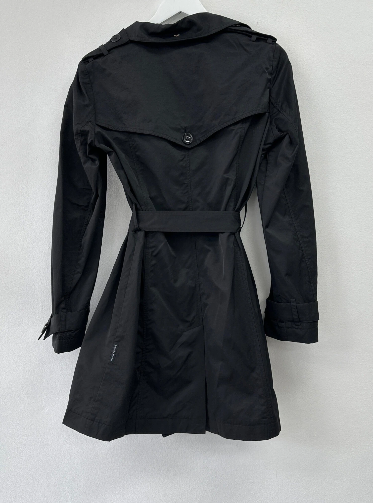 Double Breasted Tie Waist Trench Coat Black 3 Double Breasted Tie Waist Trench Coat Black - Image 3