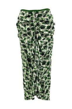 Frill Print Silk Midi Skirt