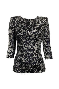 Black And White Sequinned Top