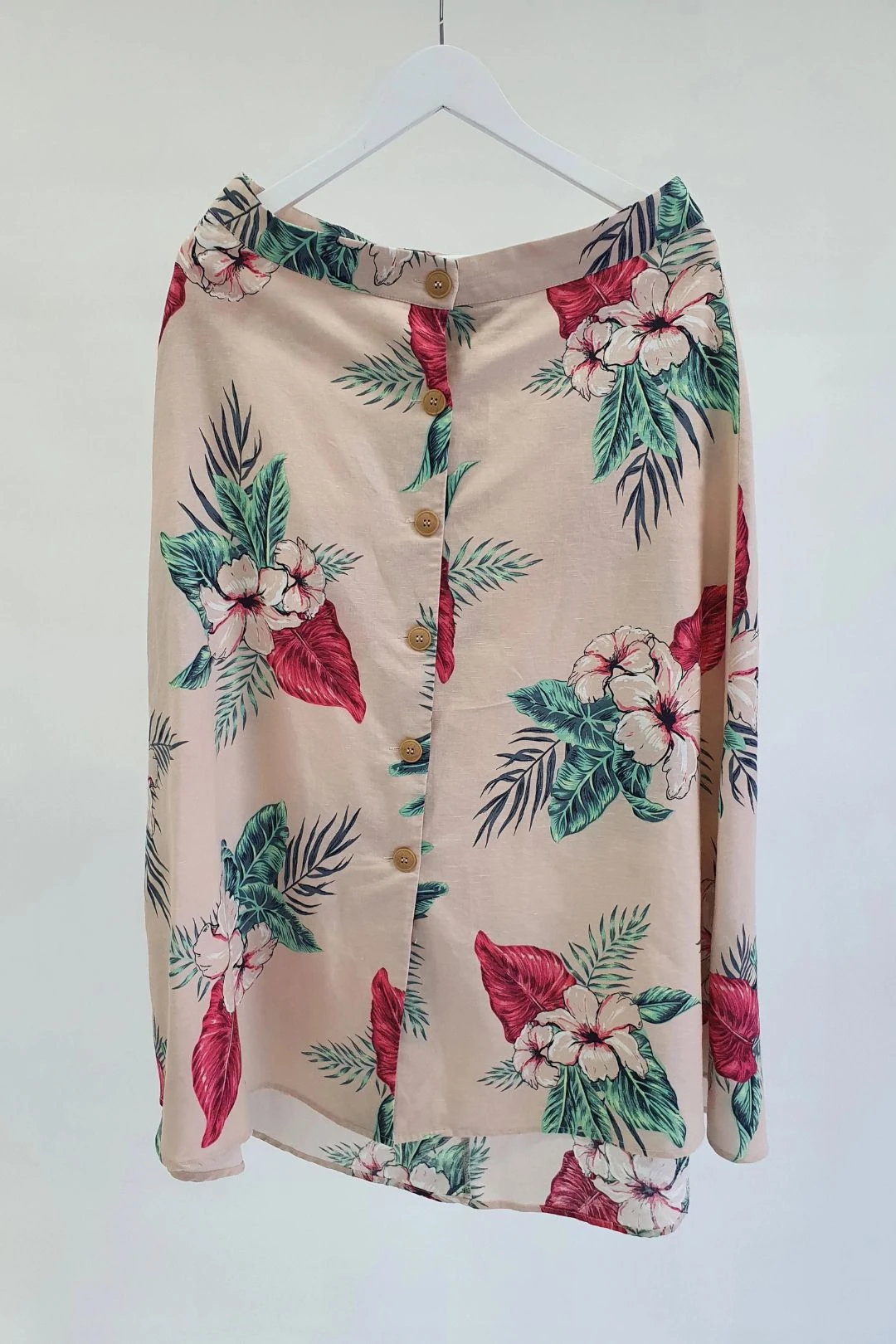 Pink Tropic Linen Skirt 2 Pink Tropic Linen Skirt - Image 2