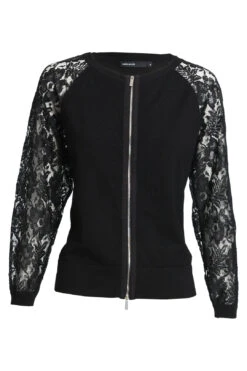 Black Knitted Lace Cardigan