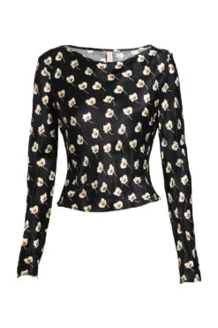 Black Sylvie Daisy Print LS Top