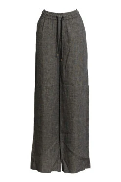 Linen Grey Wide Leg Drawstring Pant