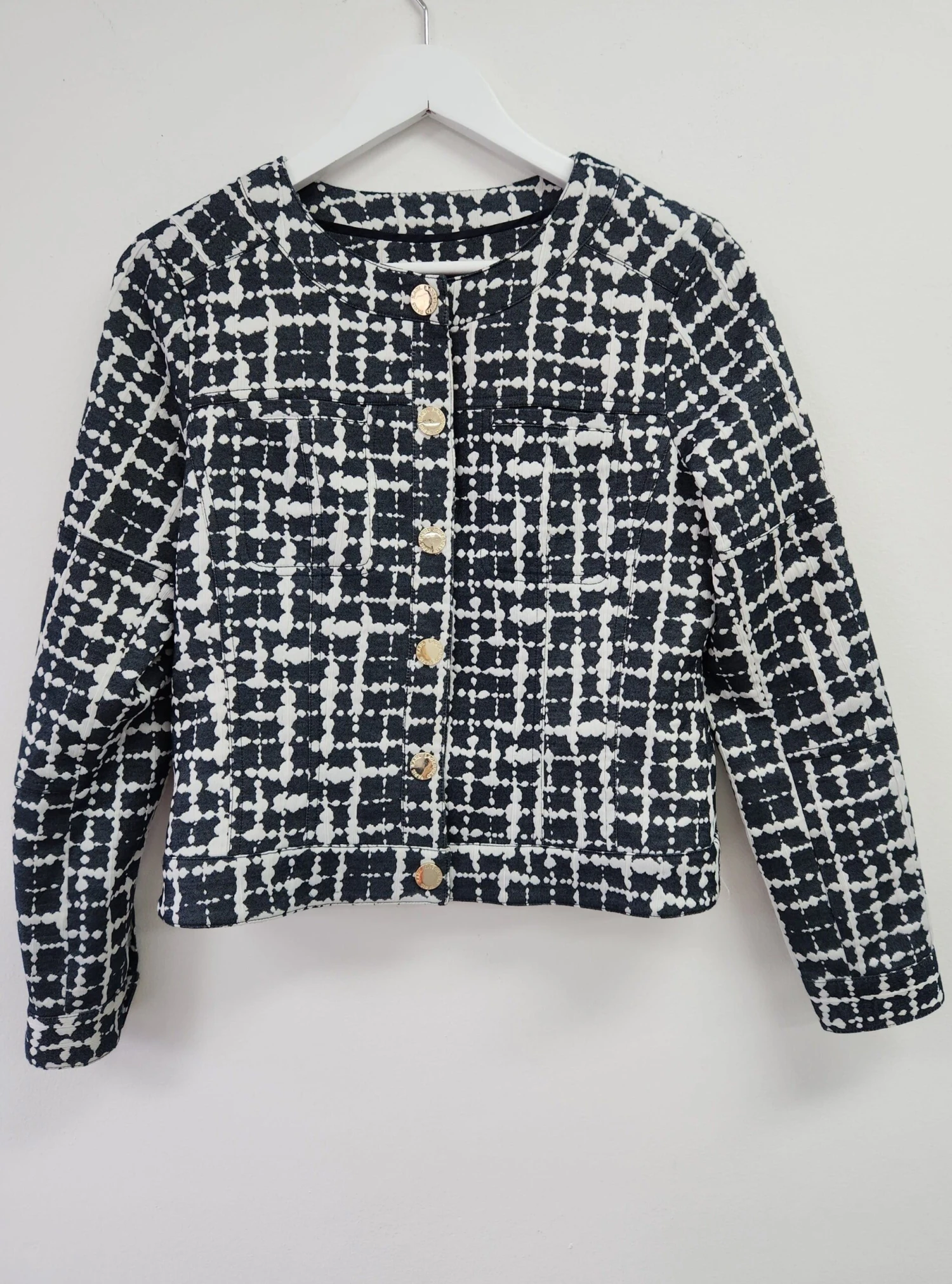 Blue And White Buttoned Jacket 2 Blue And White Buttoned Jacket - Image 2