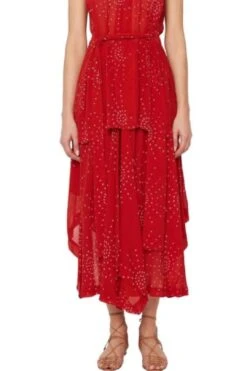 Gunsn Styles 36 Galaxy Waterfall Skirt - Red
