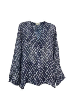 Blue Sun Silk Print Blouse