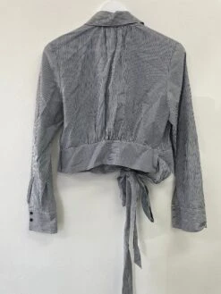 Lola Cotton Silk Wrap Top - Black And White Stripe -Gunsn Styles LolaCottonSilkWrapTop