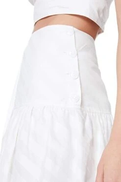 Lotus Midi Skirt - White -Gunsn Styles LoverLotusMidiSkirt White 4
