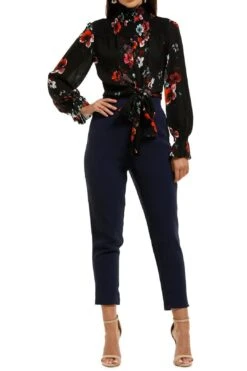 High Neck Smocked Top - Lilac Multi