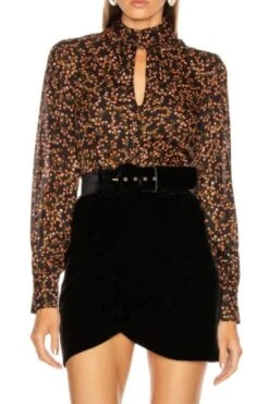 High Neck Top - Persimmon Multi