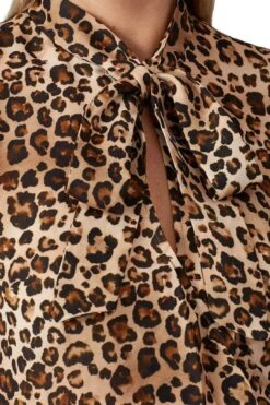 Tie Neck Top - Leopard -Gunsn Styles NicholasTieNeckTop Leopard