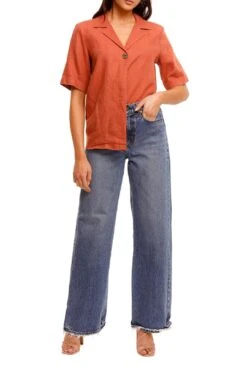 Gallery Linen Shirt - Rust