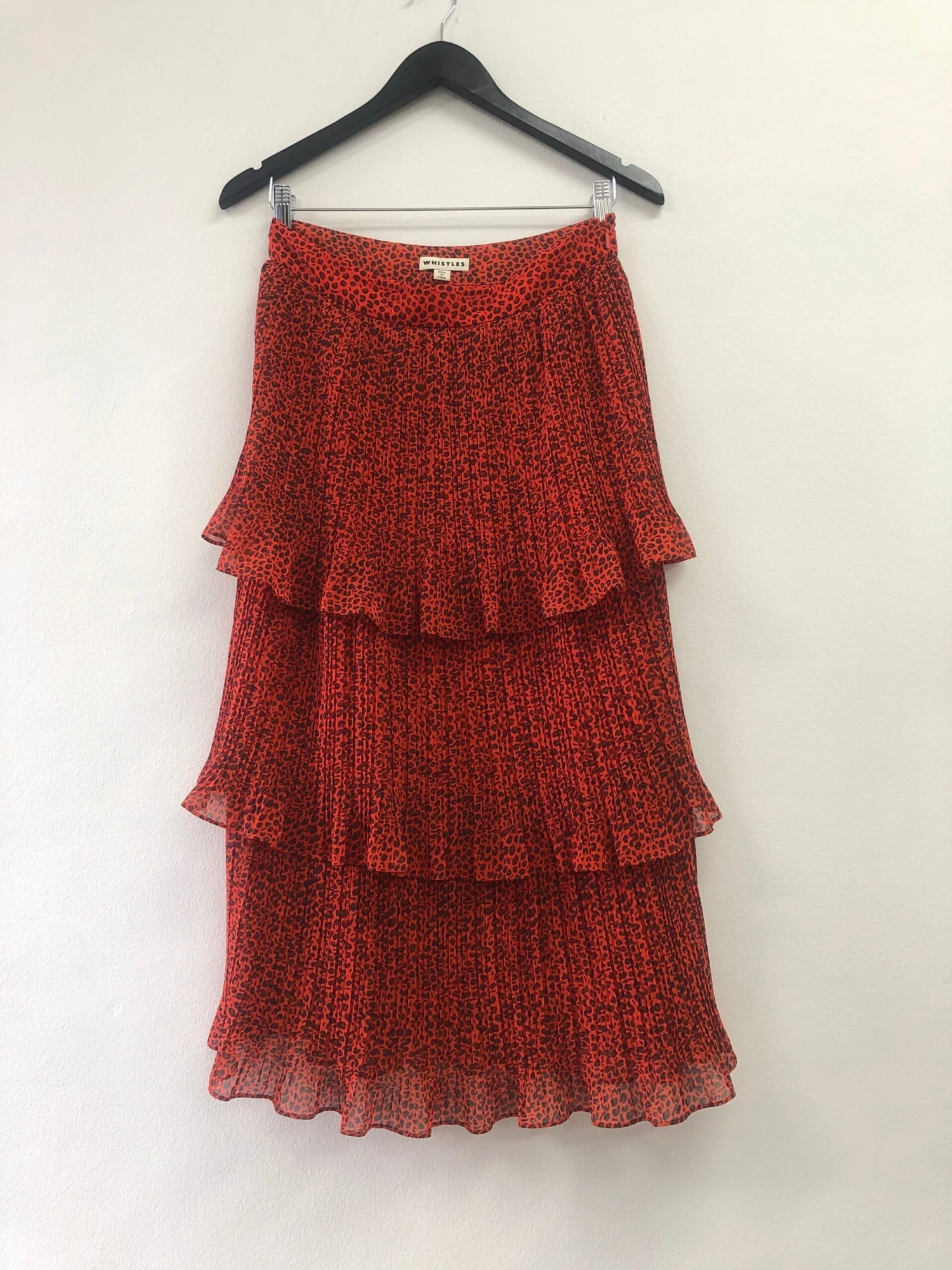 Red Leopard Print Tiered Skirt 2 Red Leopard Print Tiered Skirt - Image 2