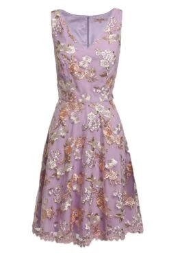 Lilac Embroidered Midi Dress