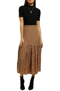 Newport Pleat Skirt - Leopard