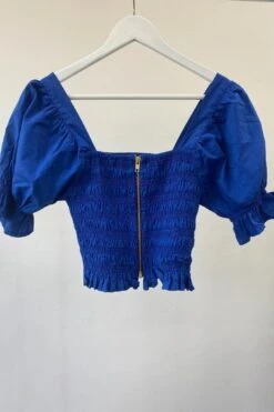 Shirred Blue Crop Top -Gunsn Styles RueStiicShirredBlueCropTop 1