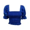 Shirred Blue Crop Top