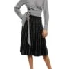 Lola Cotton Silk Wrap Top - Black And White Stripe