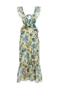 Celia Frill Midi Dress In Marguerite Print